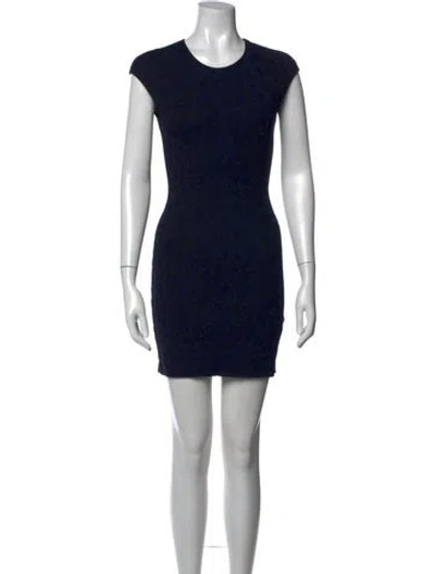 Pre-owned Rvn Patterned Mini Dress In Blue