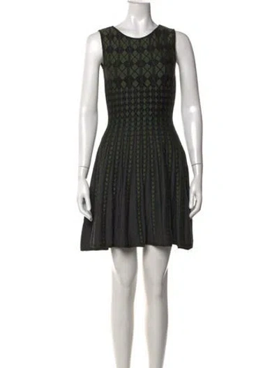 Pre-owned Rvn Patterned Mini Dress In Green