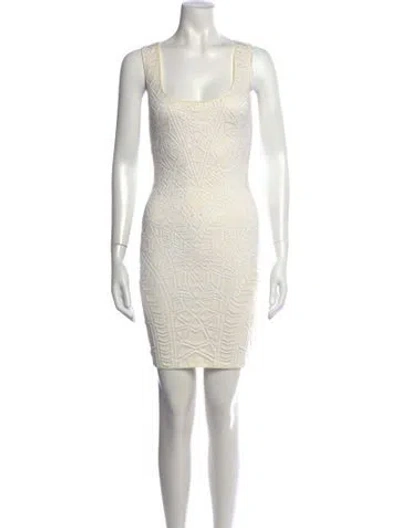 Pre-owned Rvn Patterned Mini Dress In Neutrals