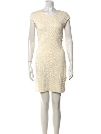 Pre-owned Rvn Patterned Mini Dress In Neutrals
