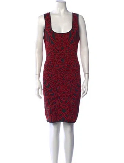 Pre-owned Rvn Patterned Mini Dress In Red