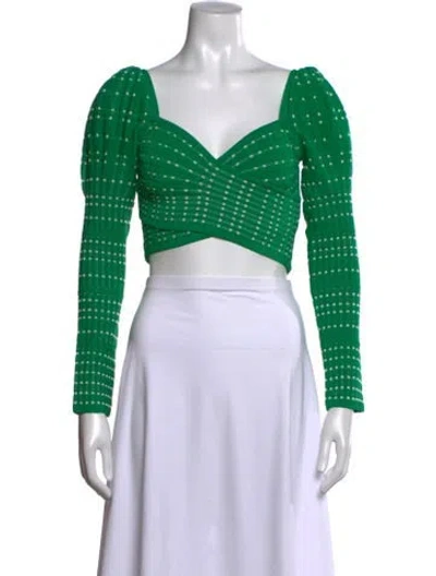 Pre-owned Rvn Patterned V-neck Sweater In Green