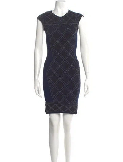 Pre-owned Rvn Plaid Print Mini Dress In Blue