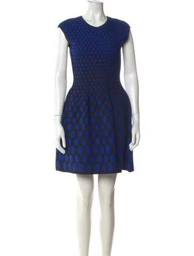 Pre-owned Rvn Polka Dot Print Mini Dress In Blue