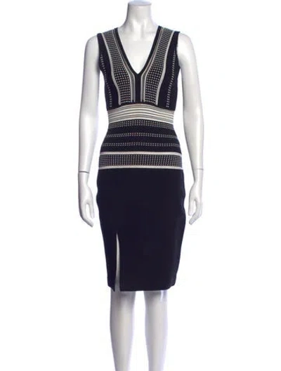 Pre-owned Rvn Printed Knee-length Dress In Blue