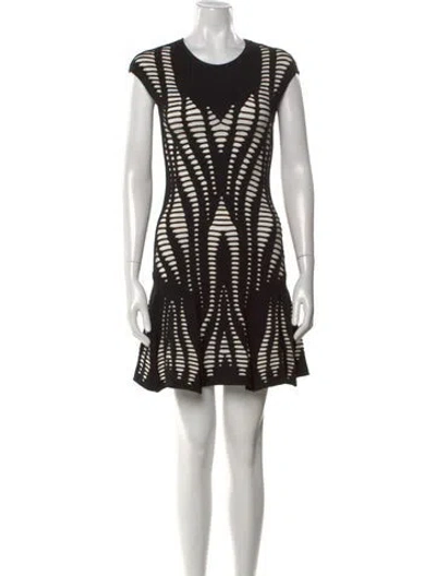 Pre-owned Rvn Printed Mini Dress In Black