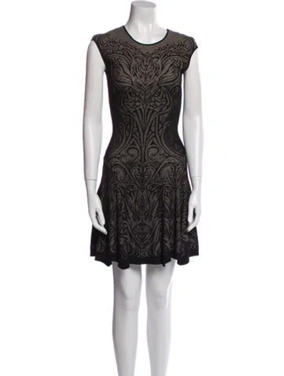 Pre-owned Rvn Printed Mini Dress In Black