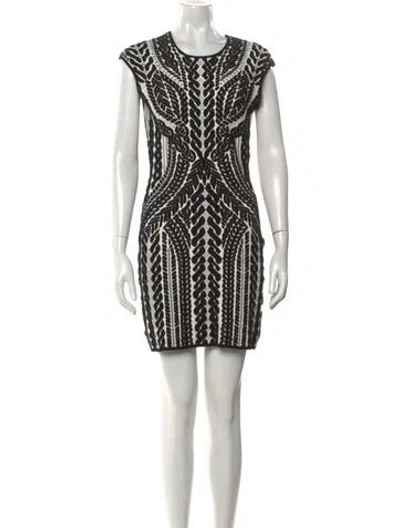 Pre-owned Rvn Printed Mini Dress In Black