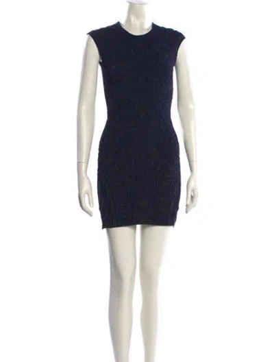 Pre-owned Rvn Printed Mini Dress In Blue