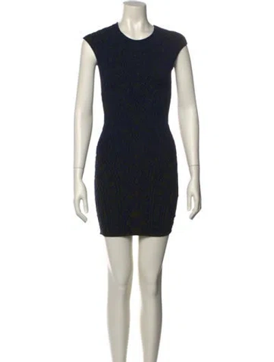 Pre-owned Rvn Printed Mini Dress In Blue