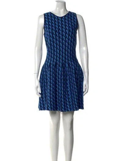 Pre-owned Rvn Printed Mini Dress In Blue