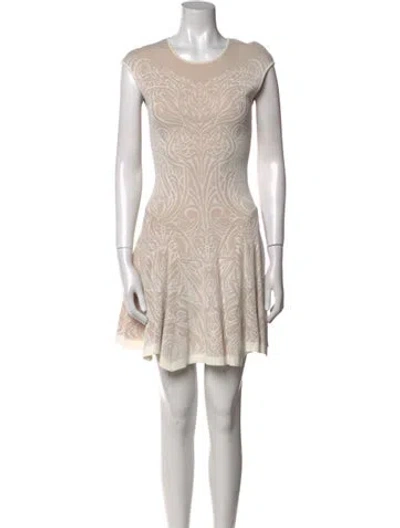 Pre-owned Rvn Printed Mini Dress In Neutral