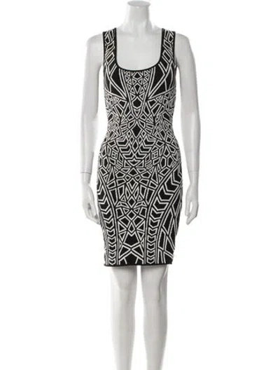 Pre-owned Rvn Printed Mini Dress In White