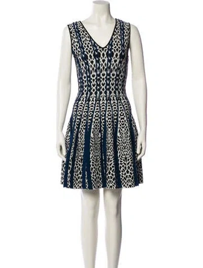Pre-owned Rvn Printed Mini Dress In White