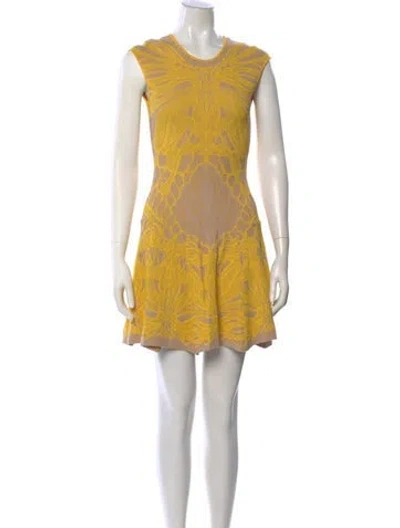 Pre-owned Rvn Printed Mini Dress In Yellow