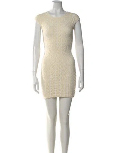 Pre-owned Rvn Scoop Neck Mini Dress In Neutral