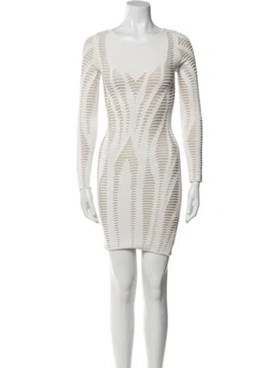 Pre-owned Rvn Scoop Neck Mini Dress In White