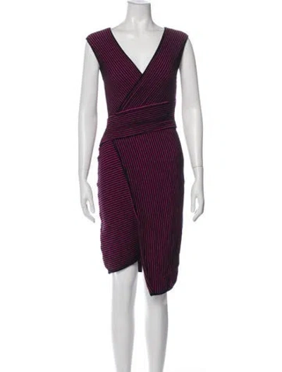 Pre-owned Rvn Striped Knee-length Dress In Purple