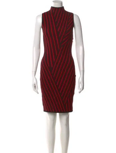Pre-owned Rvn Striped Knee-length Dress In Red