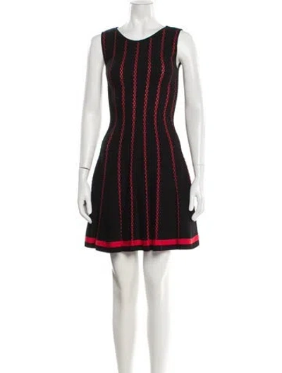 Pre-owned Rvn Striped Mini Dress In Black