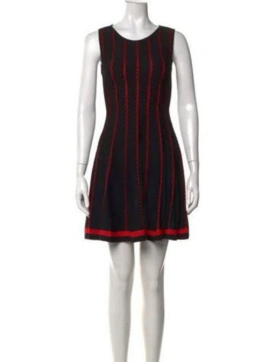 Pre-owned Rvn Striped Mini Dress In Black/red