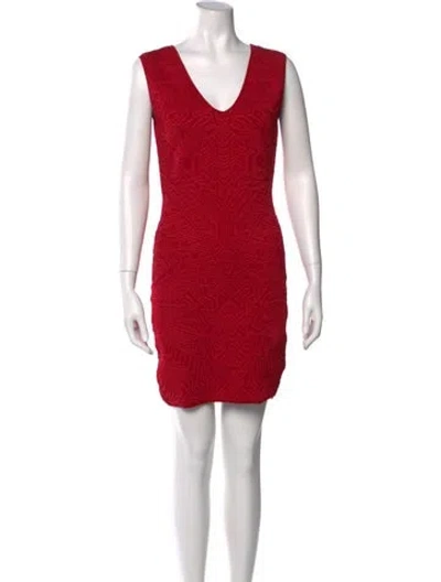Pre-owned Rvn Tweed Pattern Mini Dress In Red