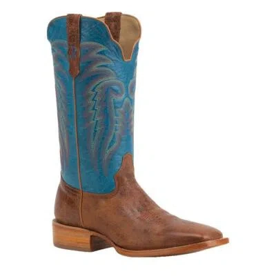 Pre-owned R.watson Men's Palomino Tan Cowhide Square Toe Boots Rw8005-2 In Brown, Blue