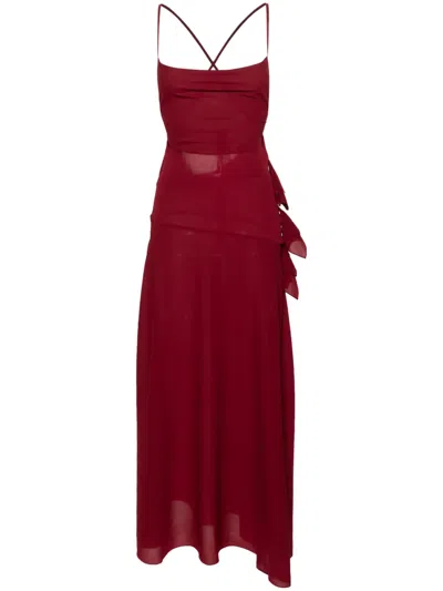 Rxquette Sangria Cord Crepe Midi Dress In Red