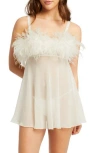 Rya Collection Amalfi Feather & Chiffon Chemise & G-string Set