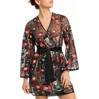 Rya Collection Botannica Floral Embroidered Tie Waist Cover-up Robe
