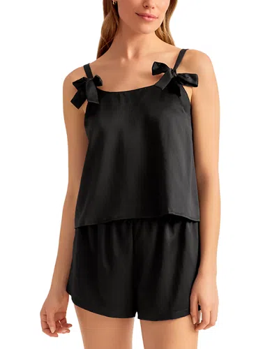 Rya Collection Charmeuse Two Piece Cami Pajama Set In Black