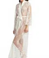 Rya Collection Plus Size Darling Long Embroidered Lace Robe In White