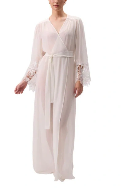 Rya Collection Delight Embroidered Detail Chiffon Robe In White