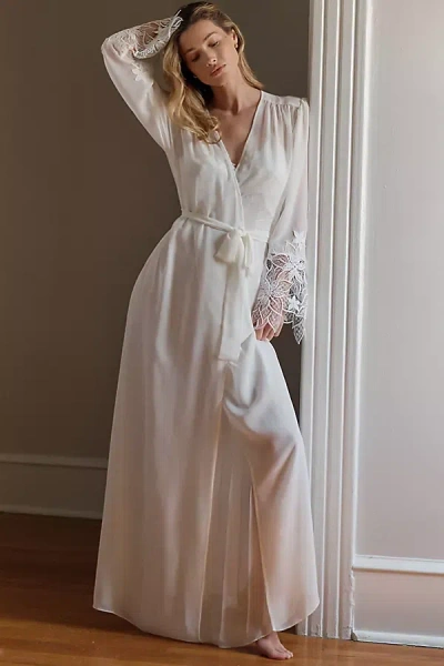 Rya Collection Delight Sheer Wrap Maxi Robe In White