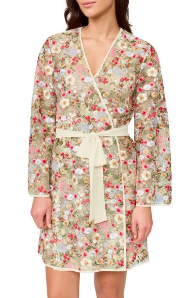 Rya Collection Floral Embroidered Tie Waist Robe In Multi