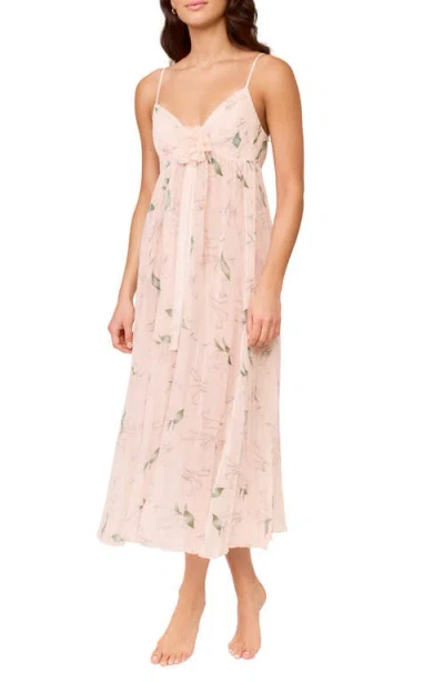 Rya Collection Floral Print Nightgown & Choker In Neutral