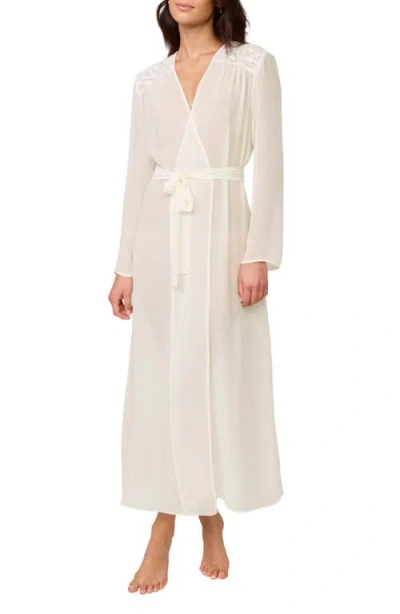 Rya Collection Isles Lace Trim Chiffon Robe In White