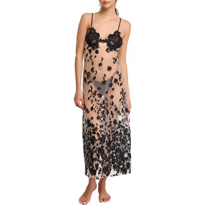 Rya Collection Kiki Flower Appliqué Mesh Nightgown