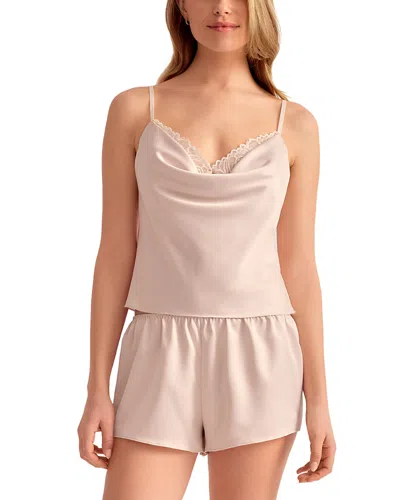 Rya Collection Mirage Cowl Neck Camisole & Shorts Pajama Set In Neutral