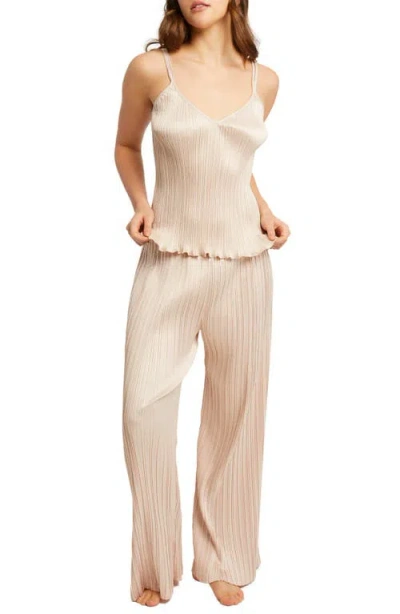 Rya Collection Pleated Pajamas In Champagne