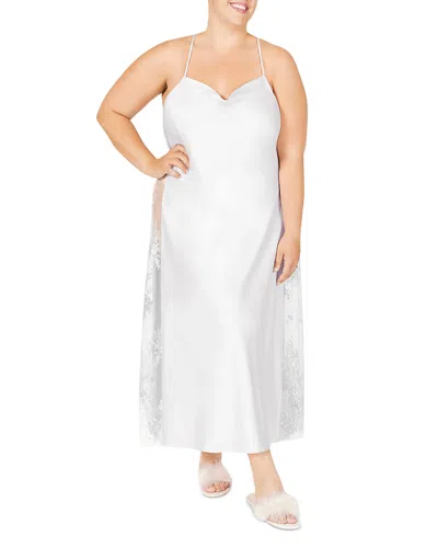 Rya Collection Plus Size Darling Lace-inset Nightgown In Ivory