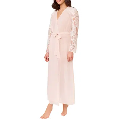 Rya Collection Royale Lace Sleeve Chiffon Robe In Neutral