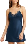 Rya Collection Serena Lace Trim Charmeuse Chemise In Celestial Blue