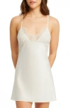 Rya Collection Serena Lace Trim Charmeuse Chemise In Ivory