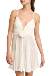 Rya Collection Shirin Rosette Pleated Chiffon Chemise In Ivory