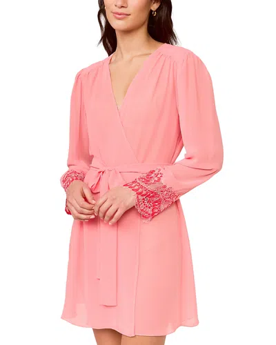 Rya Collection Shoreline Chantilly Lace Embellished Chiffon Wrap In Pink