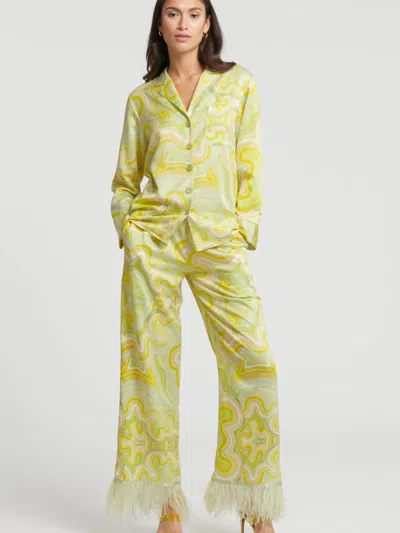 Rya Collection Swan Fashion Pajama Set In Bridgette Print In Green