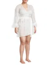 RYA COLLECTION WOMEN'S PLUS LACE FRINGED COVER UP ROBE