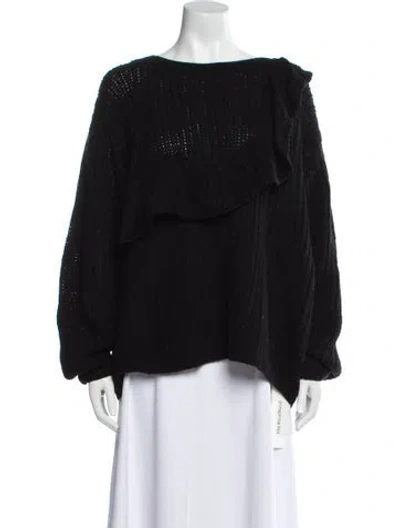 Pre-owned Ryan Roche Cashmere Bateau Neckline Sweater In Black