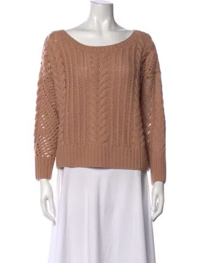 Pre-owned Ryan Roche Cashmere Bateau Neckline Sweater In Neutral